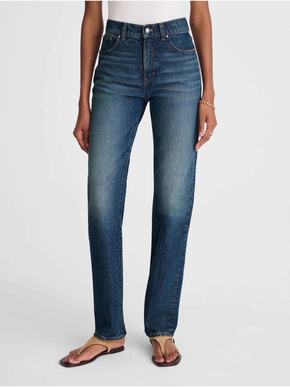 NWT Madewell Long Line Straight Jean 24P 24 Petite Greendale Wash $148 NW483